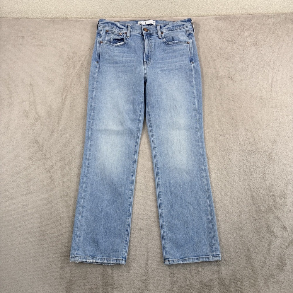 AYR The Sugar Straight Leg Light Wash Blue Stretch Jeans Women 32 Made in USA